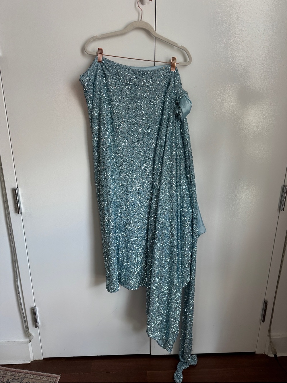 Never Fully Dressed Light Blue Sequin Maxi Skirt - Women - Picture 5 of 9